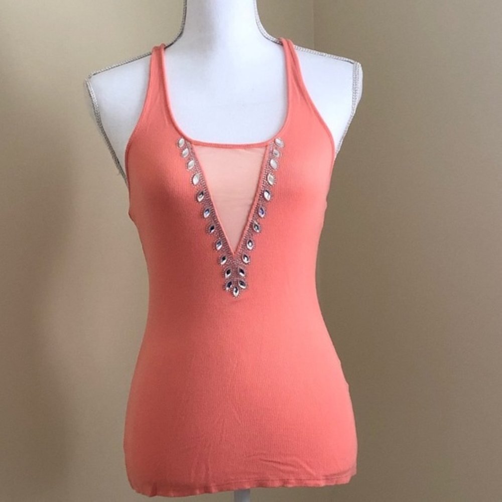 Venus Peach Gem Embellished tank - Small